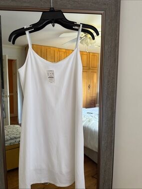 White Slip Dress with Spaghetti Straps J Crew size medium with shorts fullylined